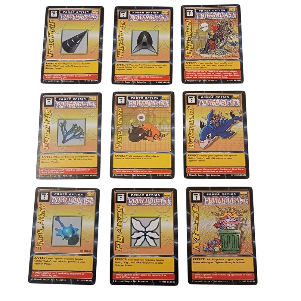 (9) 1999 Bandai DIGIMON Power Blast Trading Card Lot